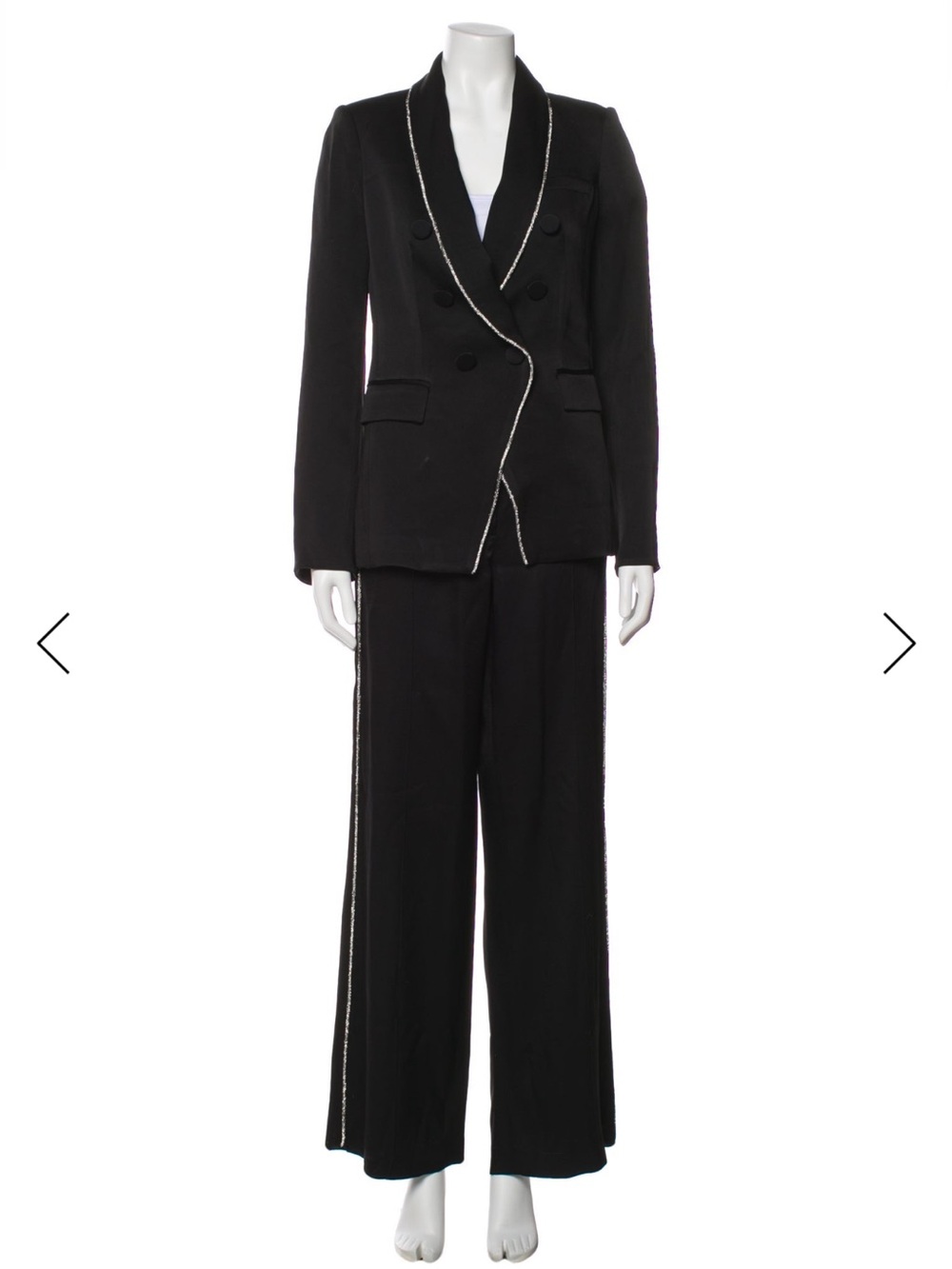 Veronica Beard Black Double-Breasted Blazer with Silver Trim